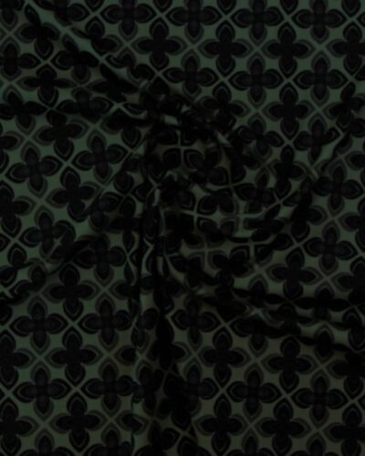 Blomstermotiv i sort/armygrønne farver - Twill m. stræk