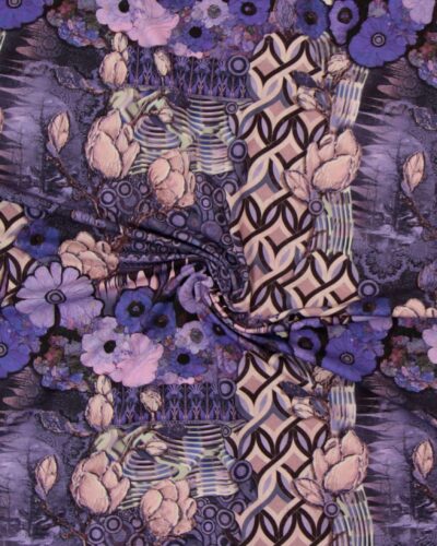 Blomster og mønster i mange lilla nuancer - Jersey 7 Blomster og mønster i mange lilla nuancer - Jersey