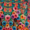 Farverigt mønster med blomster - Jersey rapport