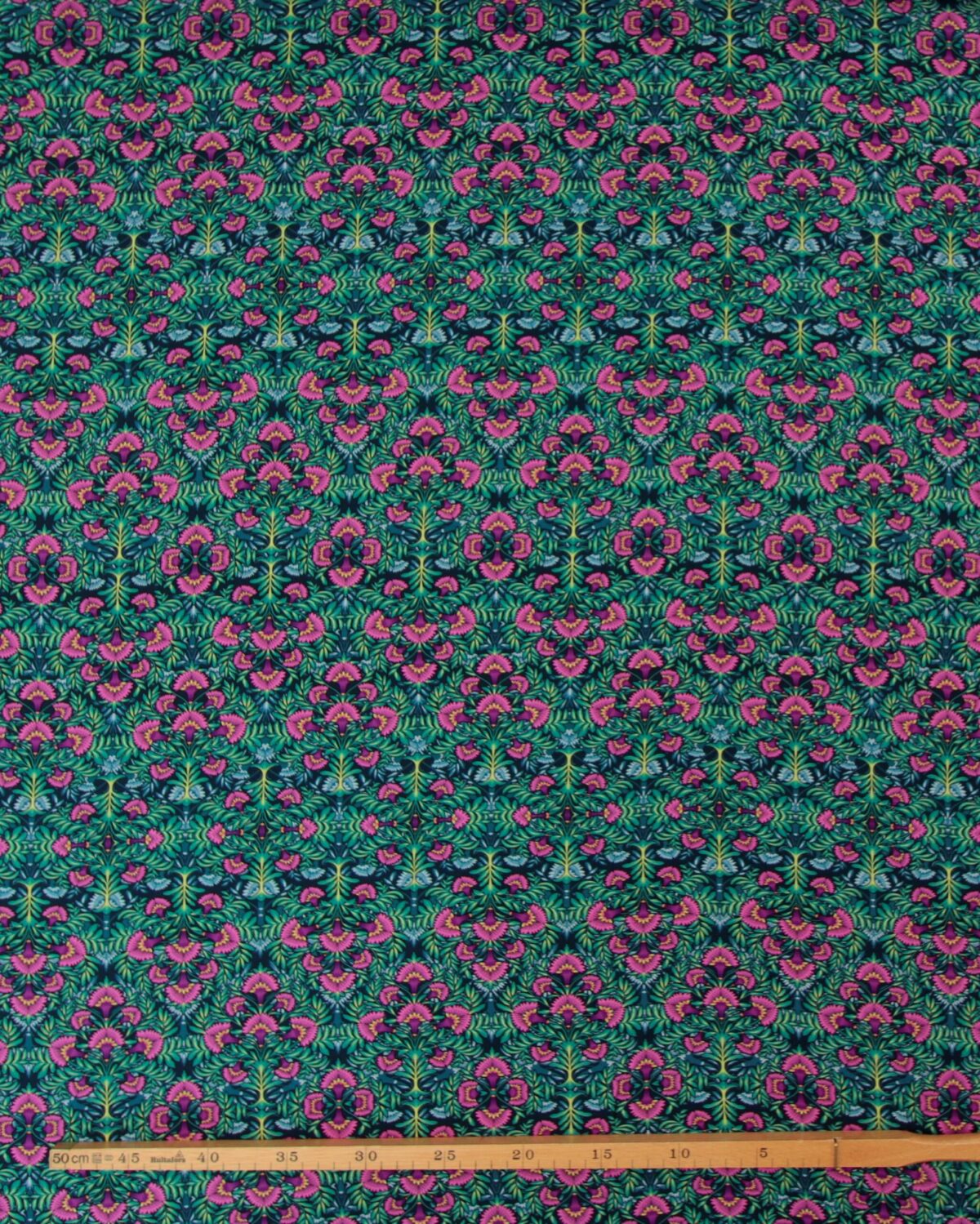 Blomstermønster, cerise/grøn/blå - Viskose m. stræk - Image 2