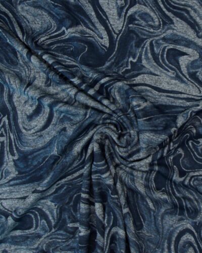 Mønster i blå farver - French Terry