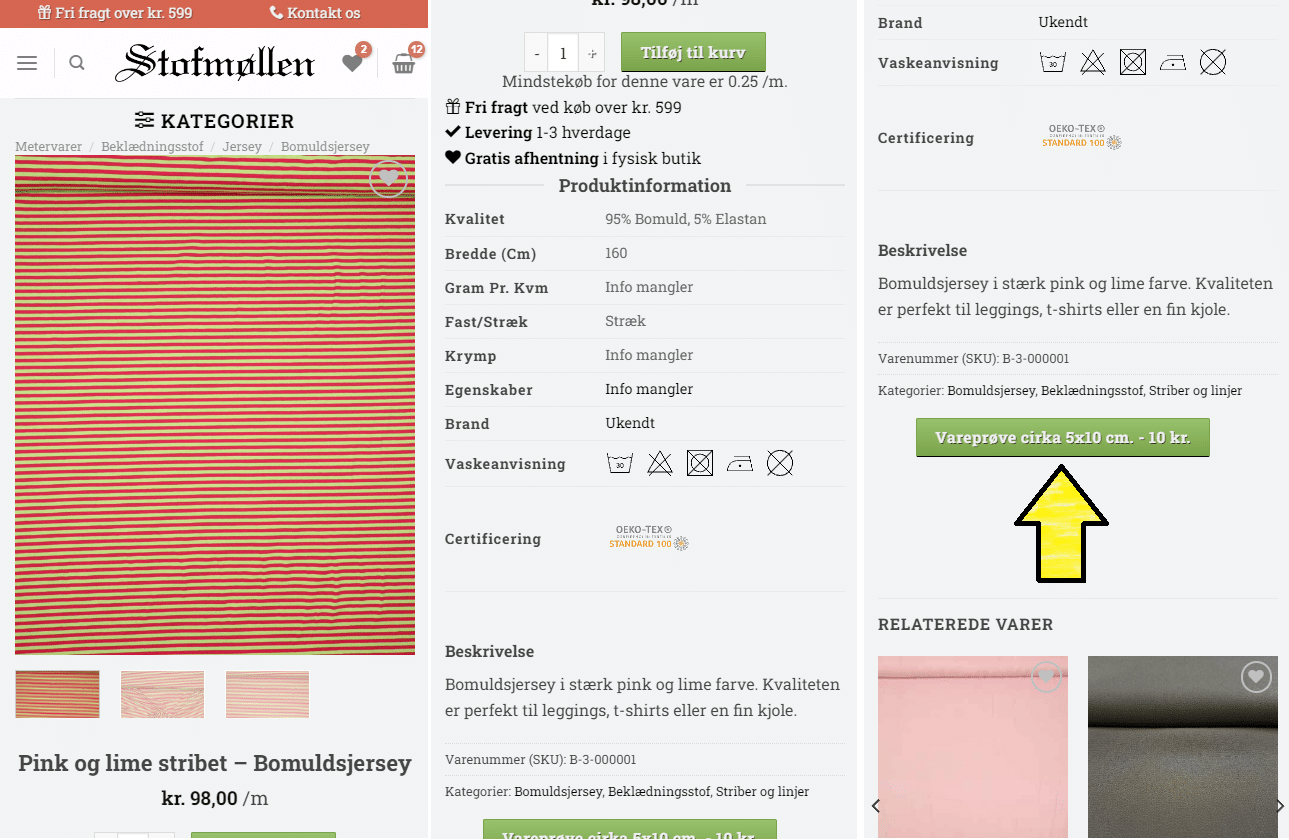 Hvordan bestiller jeg stofprøver?