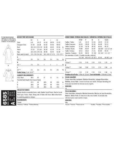Løs frakke/jakke med og uden hætte - str. XS-XL