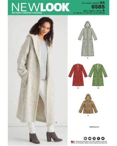 Løs frakke/jakke med og uden hætte - str. XS-XL