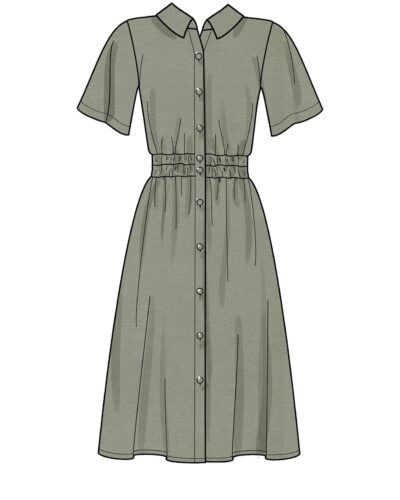 Skjortekjole med elastik i taljen - str. 36-48