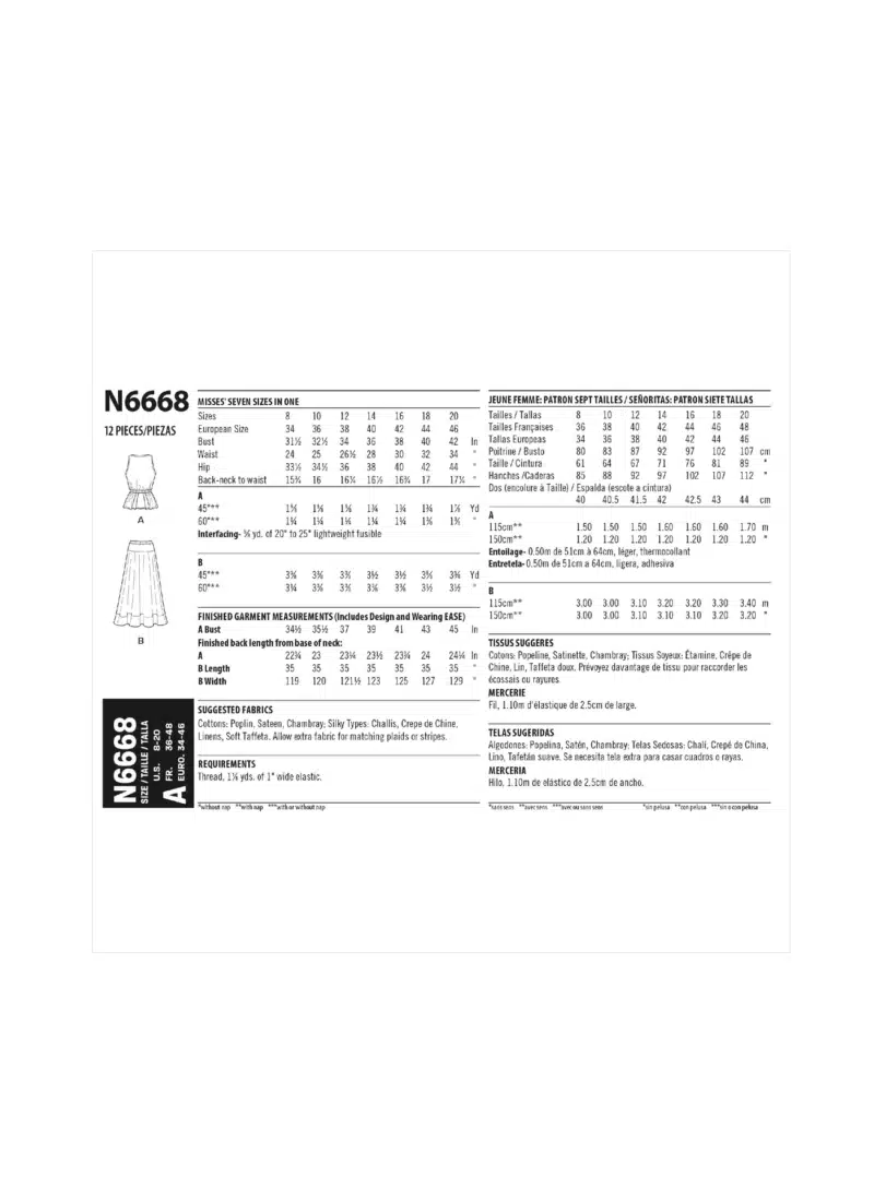 Nederdel m. vidde og bluse - str. 34-46