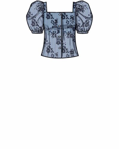 Bluse m. pufærmer og bukser - str. 32-44