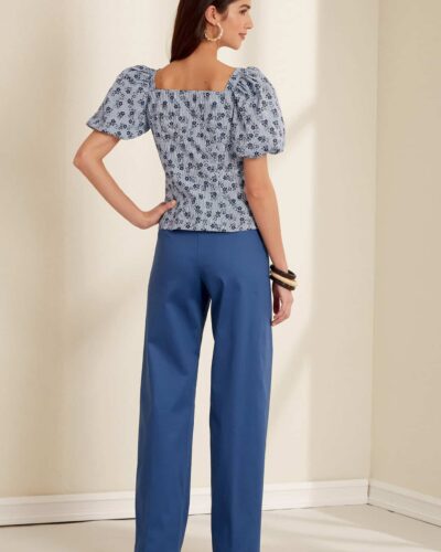 Bluse m. pufærmer og bukser - str. 32-44