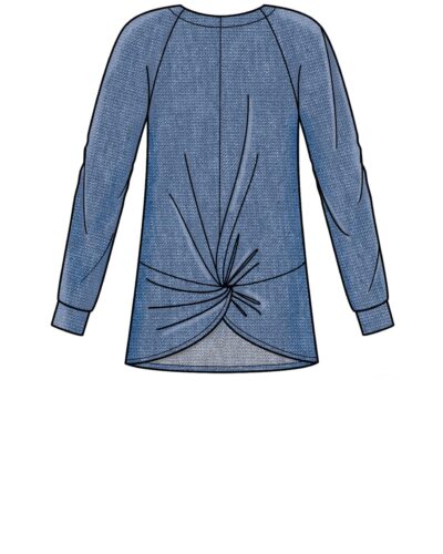 Bluse med ”knude” og bukser - str. 32-44 (kun til jersey/strikstof)