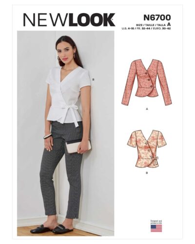 Peplum bluse med skrå lukning - str. 30-42