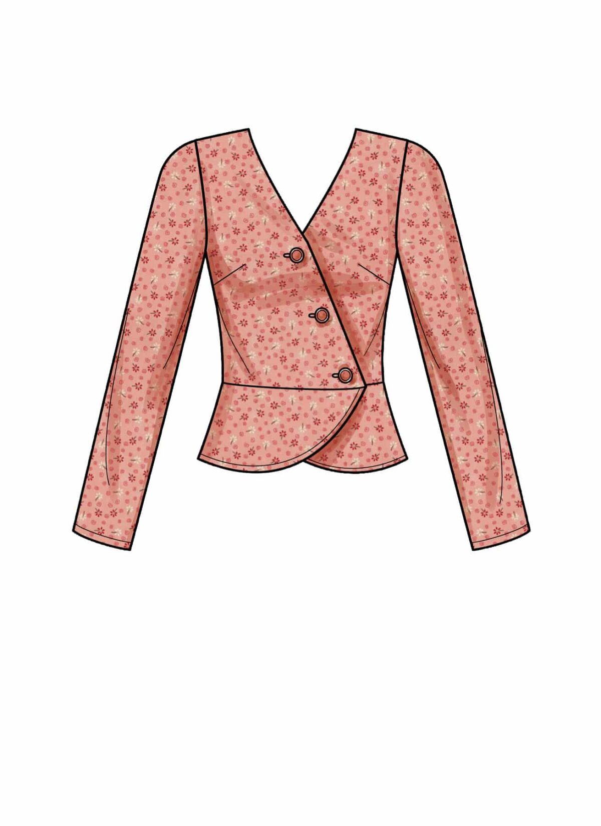 Peplum bluse med skrå lukning - str. 30-42 - Billede 5