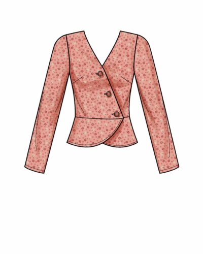 Peplum bluse med skrå lukning - str. 30-42