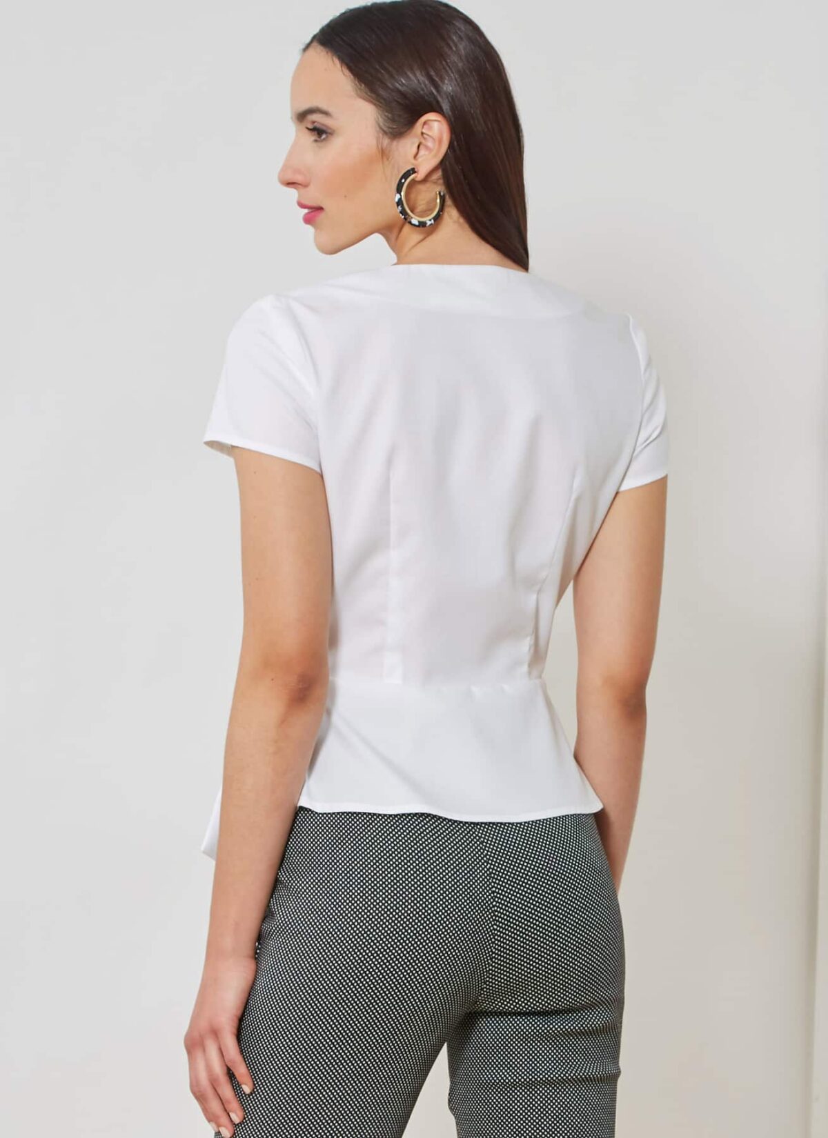 Peplum bluse med skrå lukning - str. 30-42 - Billede 3