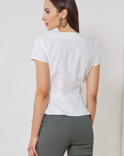 Peplum bluse med skrå lukning - str. 30-42