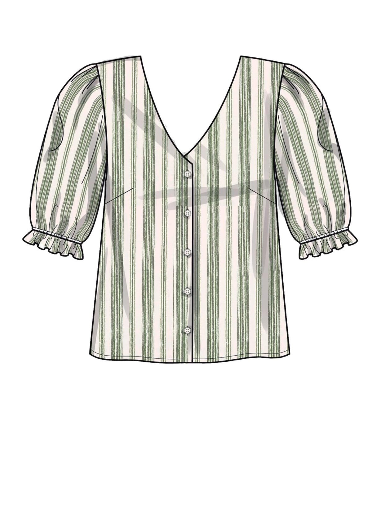 Gennemknappet bluse med og uden krave - str. 30-42 - Billede 4