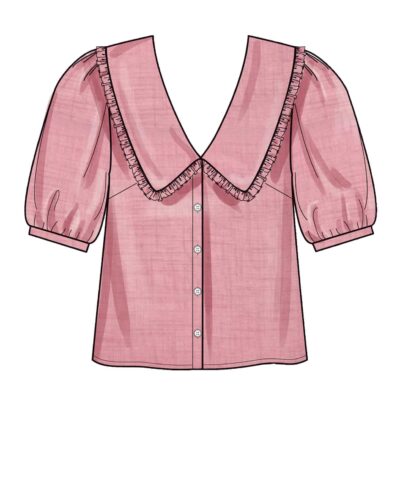 Gennemknappet bluse med og uden krave - str. 30-42