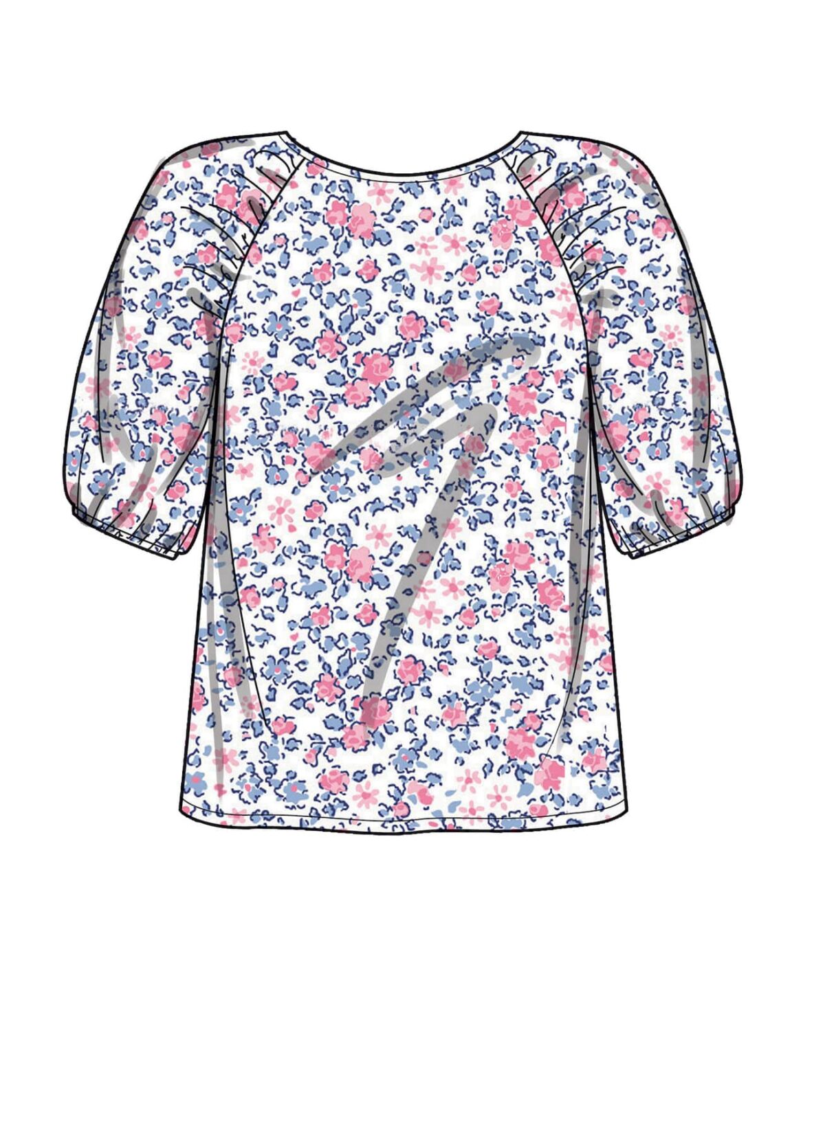 Bluse med raglanærmer - str. 32-44 - Billede 2