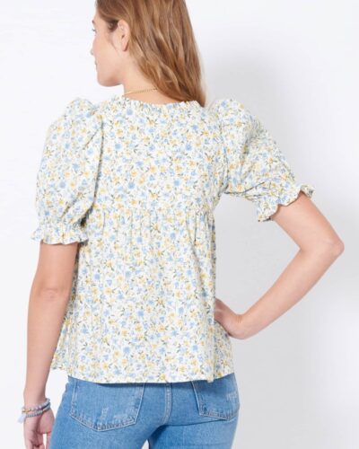 Skjortebluse med pufærme eller uden ærme - str. 34-44