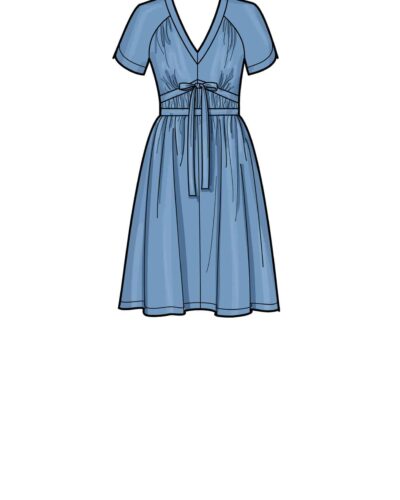 Kjole med v-udskæring og bindebånd - str. 32-44 12 Kjole med v-udskæring og bindebånd - str. 32-44