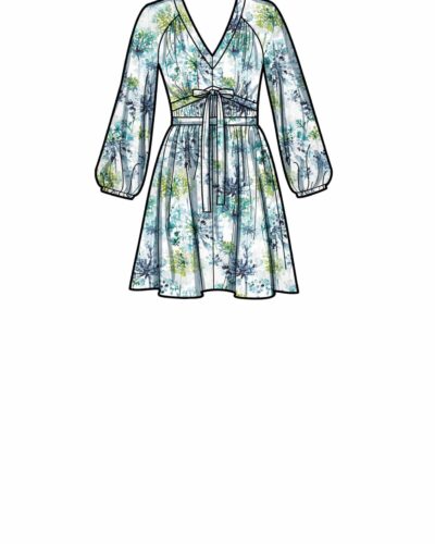 Kjole med v-udskæring og bindebånd - str. 32-44 11 Kjole med v-udskæring og bindebånd - str. 32-44