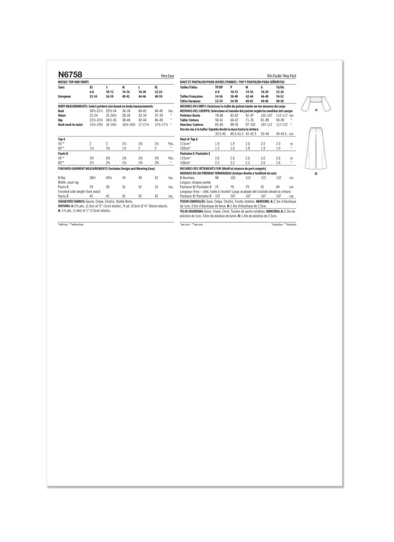 Kort top og bukser - str. XS-XL