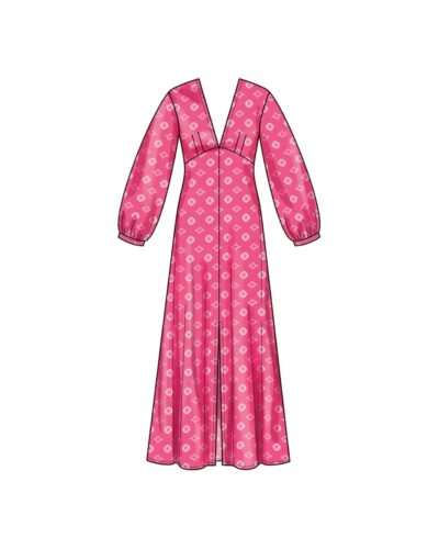 Maxi kjole, kort og langt ærme - str. 34-44