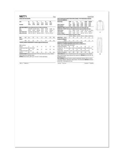 Bluse og bukser - str. XS-XXL (kun til jersey/strikstof)