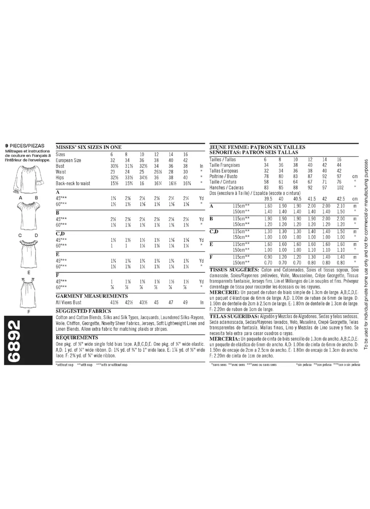 Bluse i 6 varianter - str. 32-42 - Billede 3