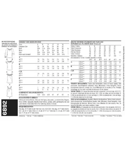Bluse i 6 varianter - str. 32-42