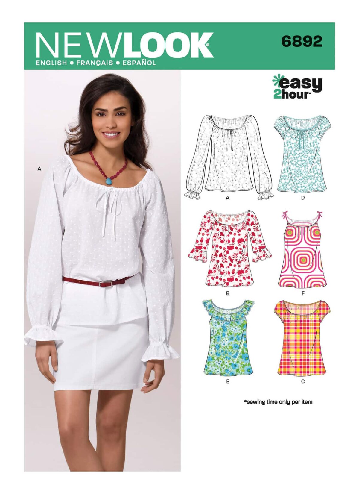 Bluse i 6 varianter - str. 32-42