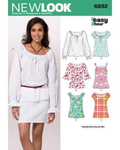 Bluse i 6 varianter - str. 32-42