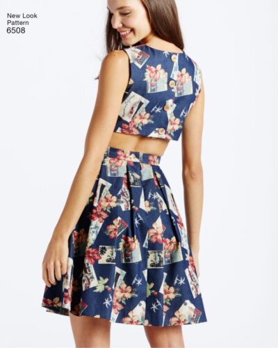 Kjole/nederdel/top m/kig til ryg - str. 36-46