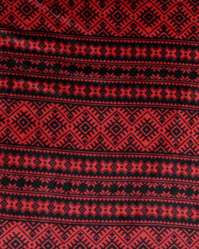 Rødt mønster på sort - Microfleece