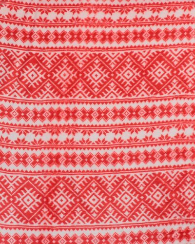 Rødt mønster på hvid - Microfleece