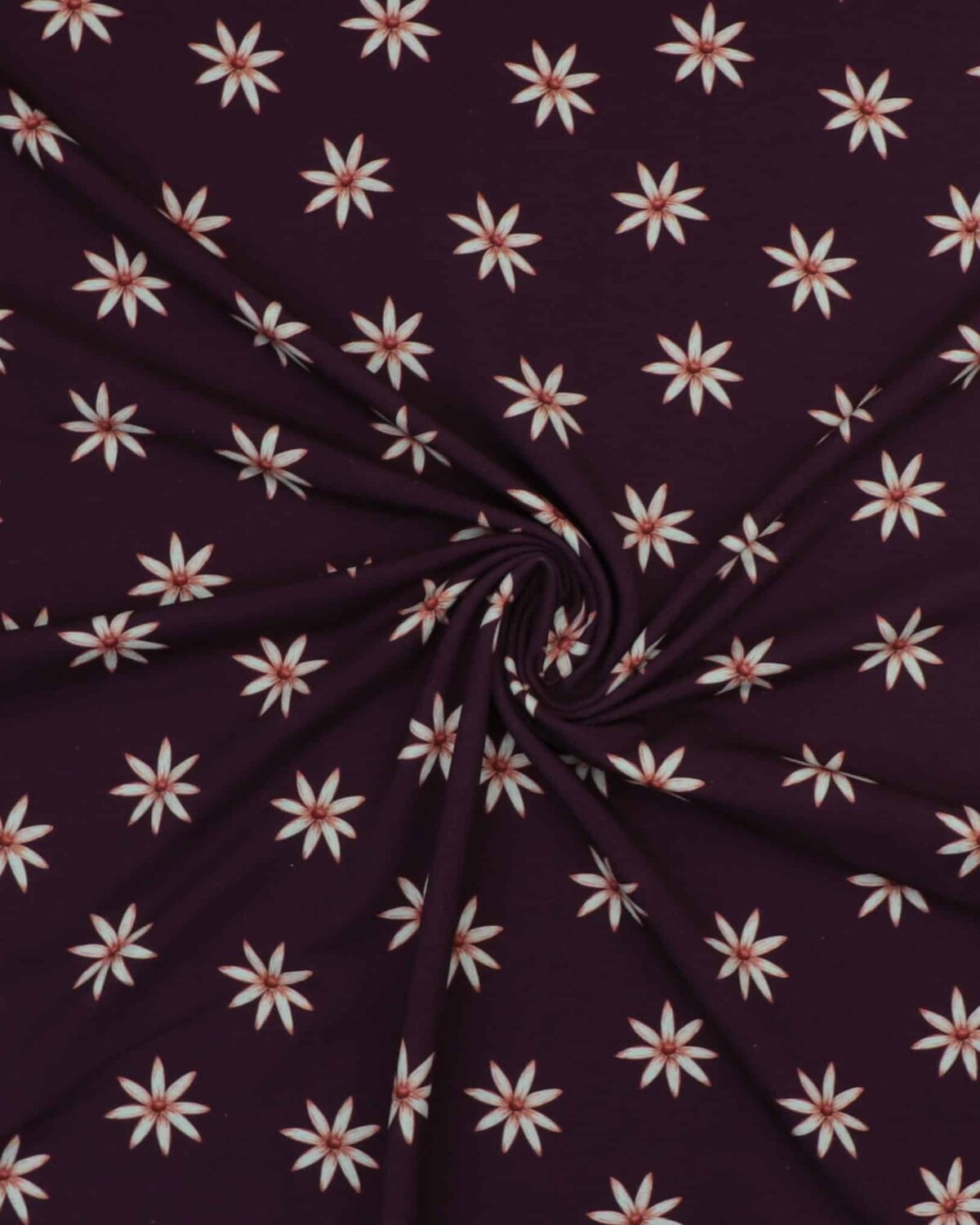 Blomst på aubergine - French Terry - Billede 3