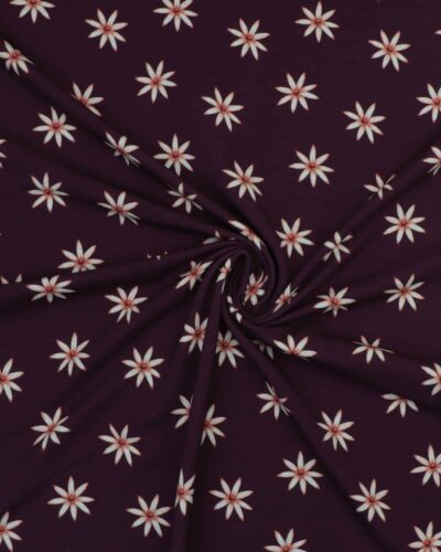 Blomst på aubergine - French Terry