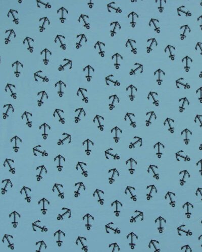 Lys blå med anker - French Terry