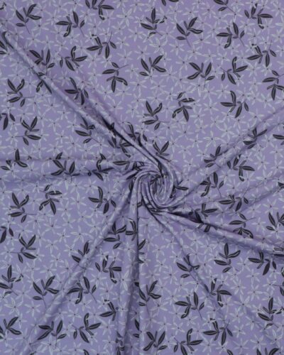 Hvide og koksgrå blomster på lyselilla - Jersey 7 Hvide og koksgrå blomster på lyselilla - Jersey