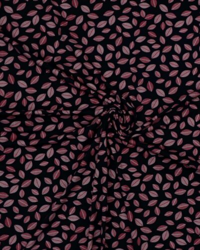 Midnatsblå med blade i røde nuancer - Jersey 7 Midnatsblå med blade i røde nuancer - Jersey