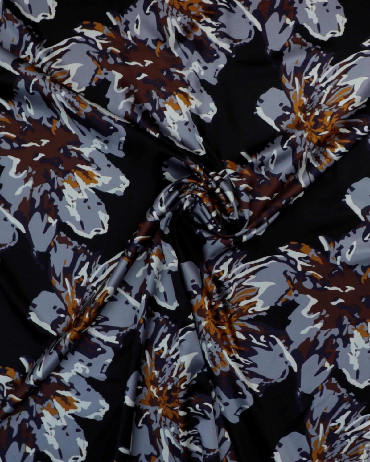 Sort m. grå blomster - Blød satin - Billede 3