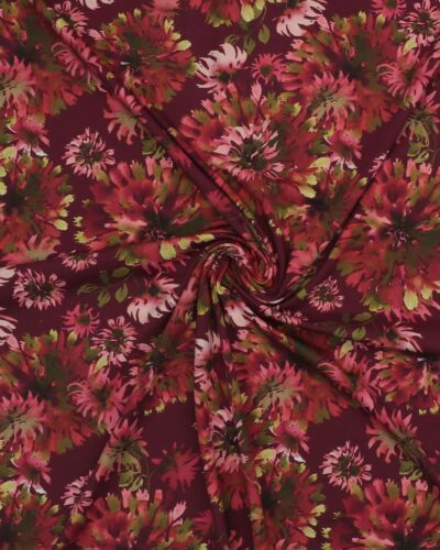 Blomster i røde farver på rødbrun bund - Jersey 7 Blomster i røde farver på rødbrun bund - Jersey