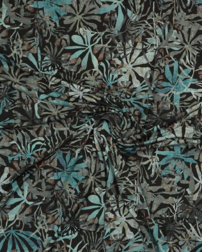 Blomstermønster på mørk grøn - Viskose jersey 7 Blomstermønster på mørk grøn - Viskose jersey