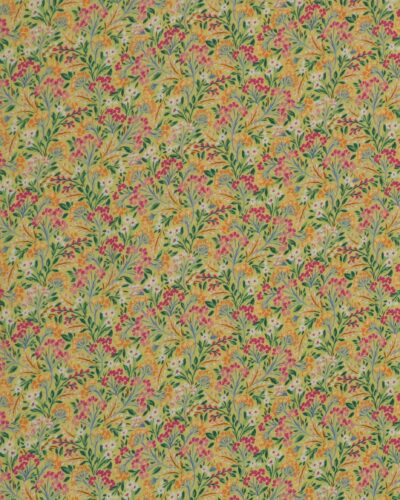 Blomster på sennepsgul - Crepe viskose