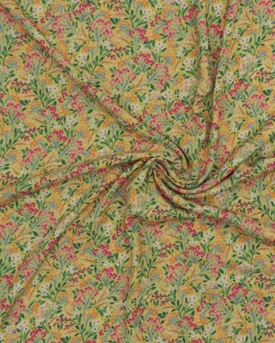 Blomster på sennepsgul - Crepe viskose 7 Blomster på sennepsgul - Crepe viskose