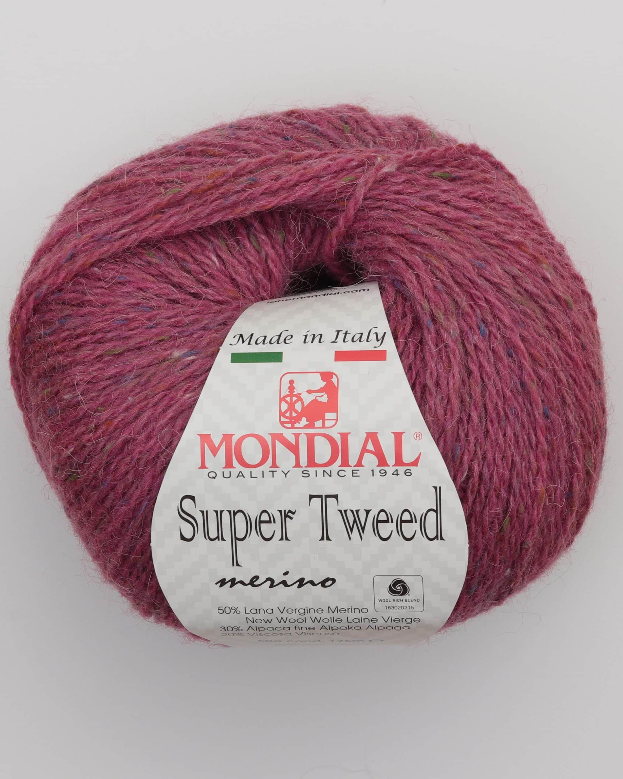 Super Tweed fra Mondial i mange farver - 436 Støvet cerise - 20% Viskose, 50% Merinould, 30% Alpaka