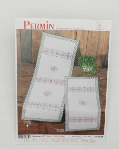 Hardanger rosa/grøn - 33x99 cm