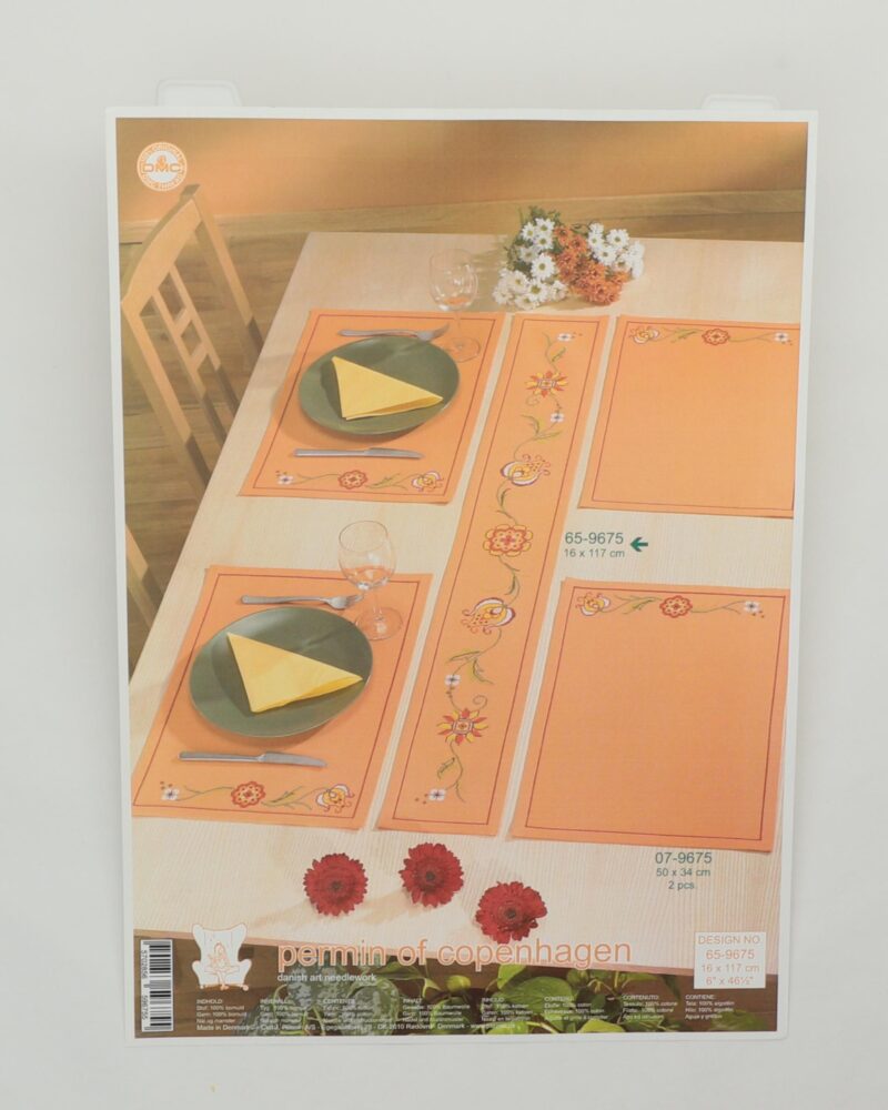 Orange m. blomster - 16x117 cm