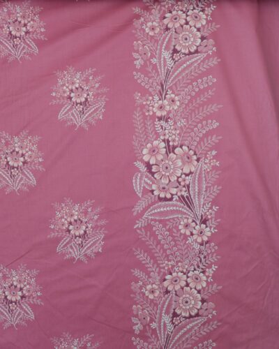 Blomster på mørk lyserød (2 meter bred) - Bomuld chintz