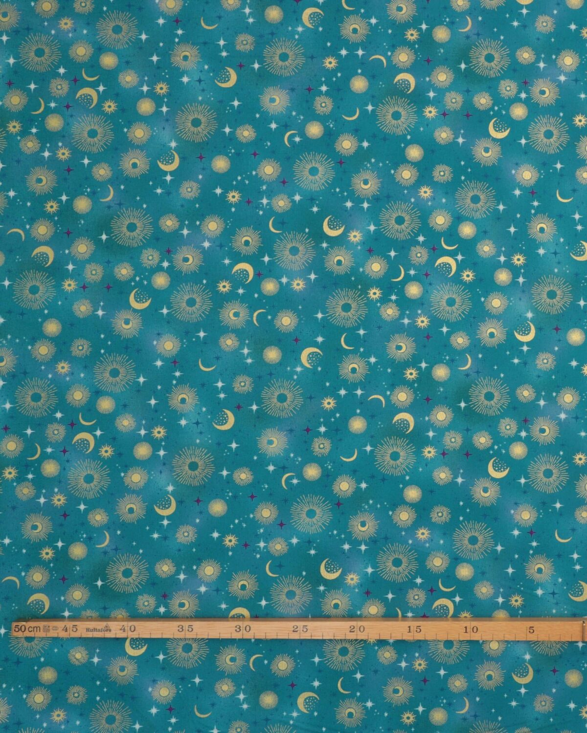 Luna, petrol med stjernehimmel i guld - Patchwork - Billede 2