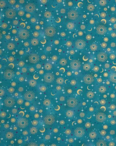 Luna, petrol med stjernehimmel i guld - Patchwork